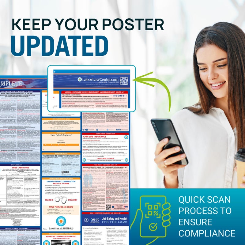 Labor Law Center Updated California 2026 Labor Law Posters Bundle â€“ English & Spanish Compliance Combo â€“ OSHA, EEOC, FMLA, Minimum Wage â€“ Laminated & Waterproof Workplace Employment Posters â€“ Made in USA â€“ 26â€ x 39.5â€ - Image 3